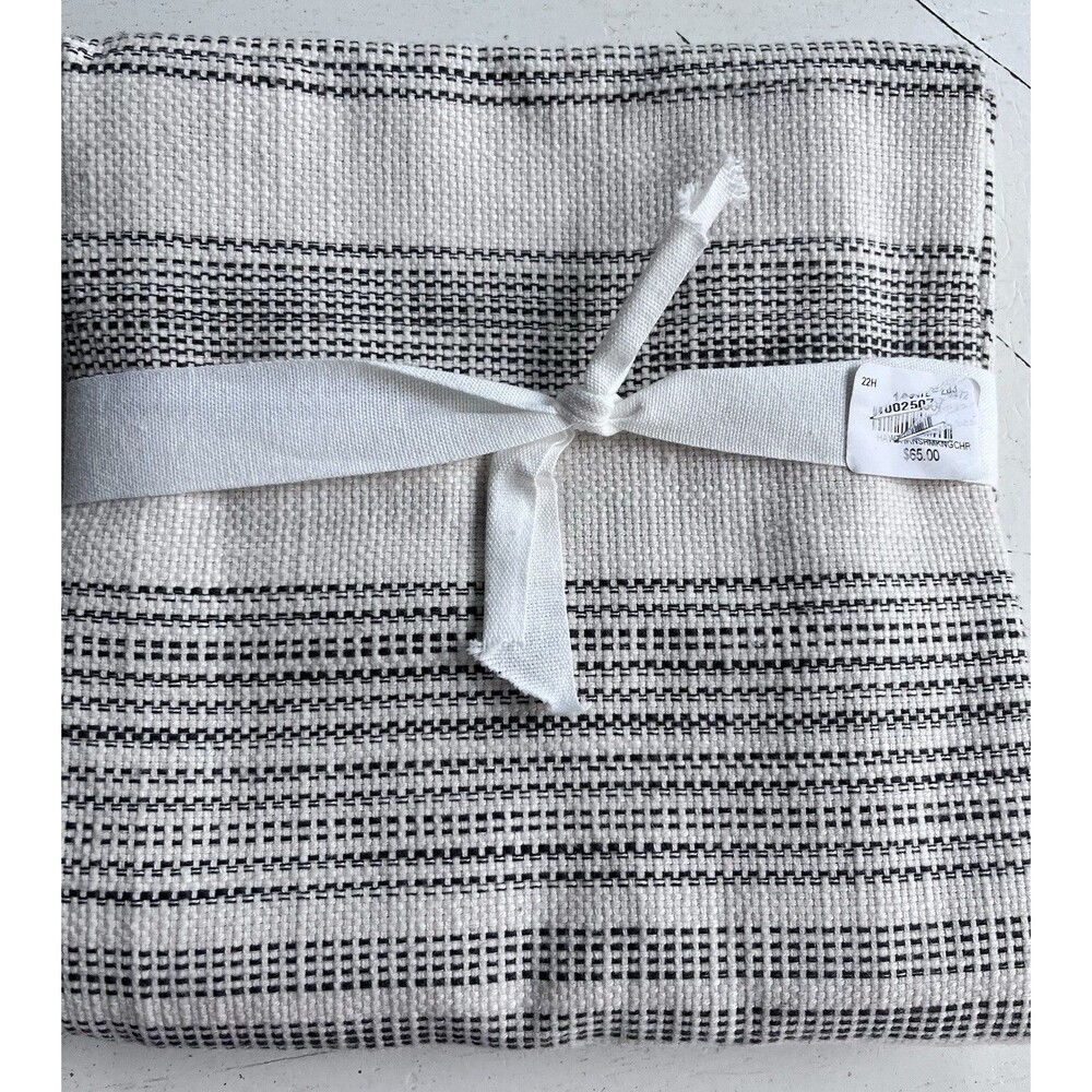 Pottery Barn Hawthorn Striped Blue Cotton Pillow Sham Cover KING Size 36x20 New